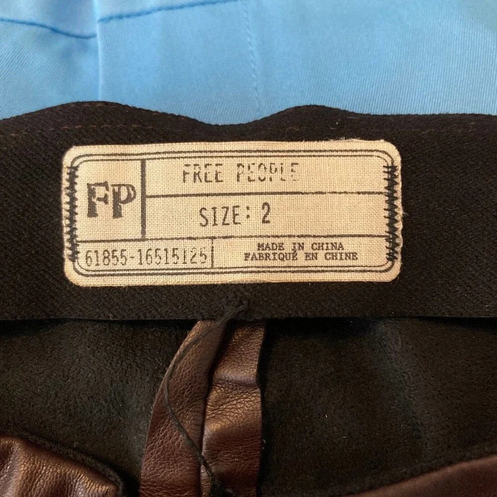 Free People Pants Womens Sz 2 Brown Vegan‎ Leather Skinny Zip Ankle Moto